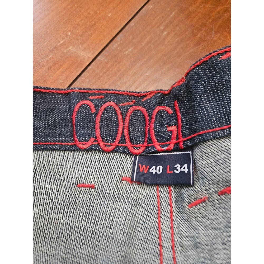 Coogi Wide Leg Jeans W40 L34 Red Contrast Stitching Embroidered Pockets Y2K - Picture 9 of 16